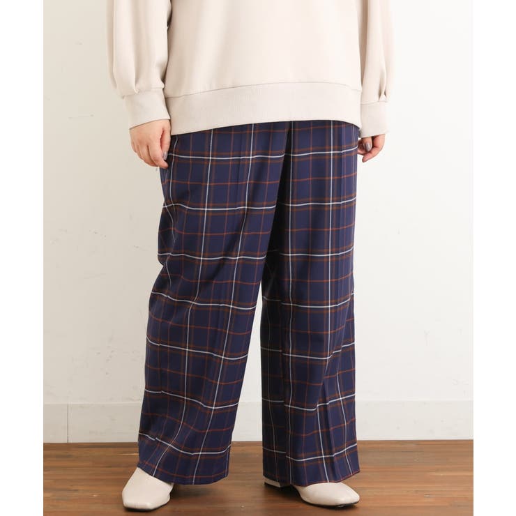 【大きいサイズ/a.v.v×eur3】チェック柄ワイドストレートパンツ | eur3 | 詳細画像7 