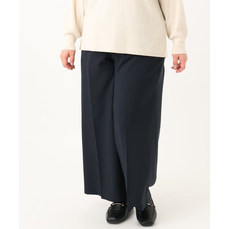 ネイビー(57) | 【大きいサイズ/11号サイズあり】センタープレスワイドパンツ | eur3