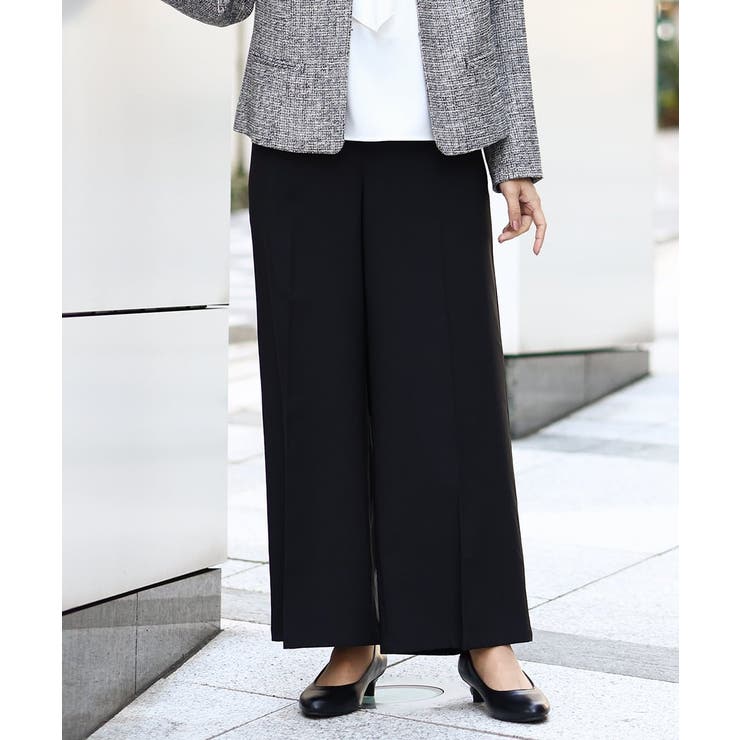 ブラック(94) | 【大きいサイズ/11号サイズあり】センタープレスワイドパンツ | eur3