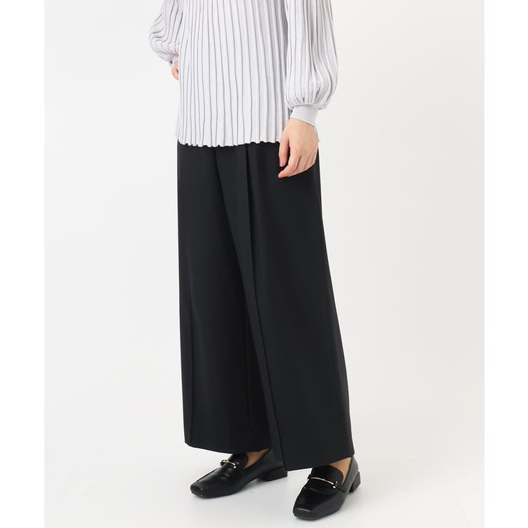 ブラック(94) | 【大きいサイズ】ストレッチワイドパンツ | eur3