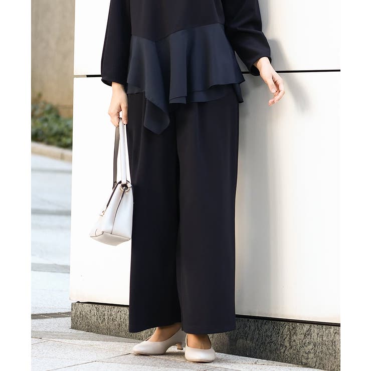 【大きいサイズ/11号サイズあり】カットジョーゼットストレートワイドパンツ | eur3 | 詳細画像1 