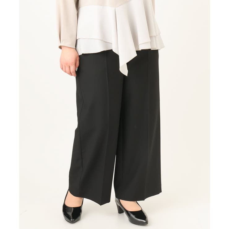 ブラック(94) | 【大きいサイズ】センタープレスワイドパンツ | eur3