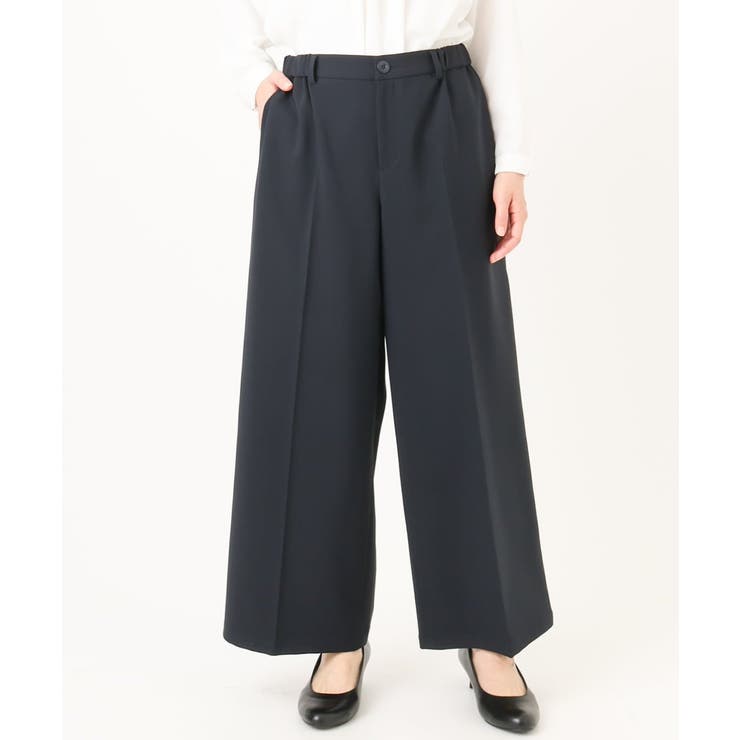 ネイビー(57) | 【大きいサイズ/11号サイズあり】Wクロスワイドパンツ | eur3