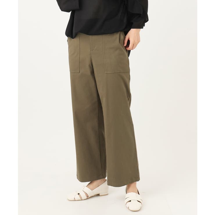 カーキ(36) | 【大きいサイズ】ベイカーワイドストレートパンツ | eur3