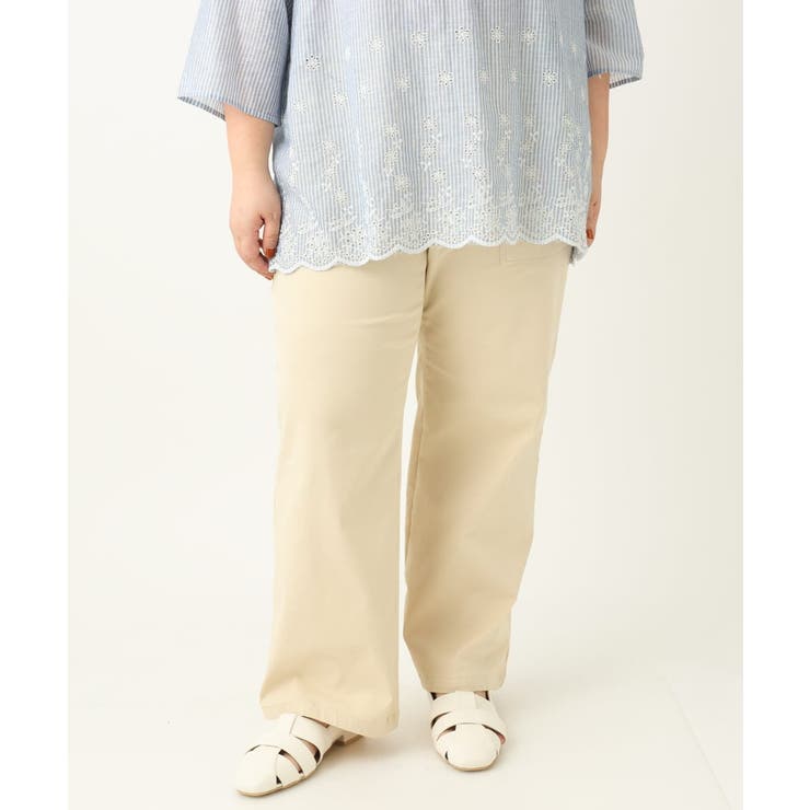アイボリー(80) | 【大きいサイズ】ベイカーワイドストレートパンツ | eur3