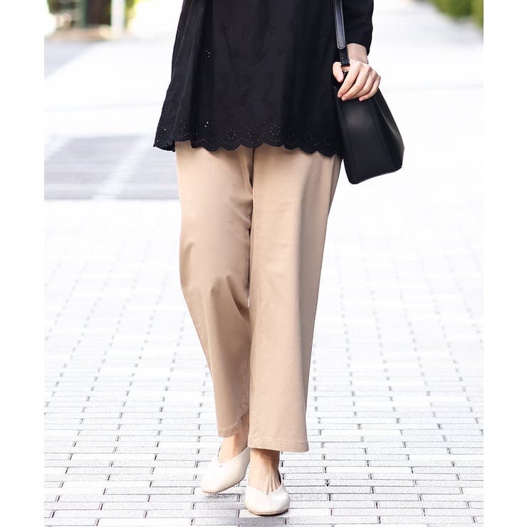 ベージュ(82) | 【大きいサイズ】ベイカーワイドストレートパンツ | eur3