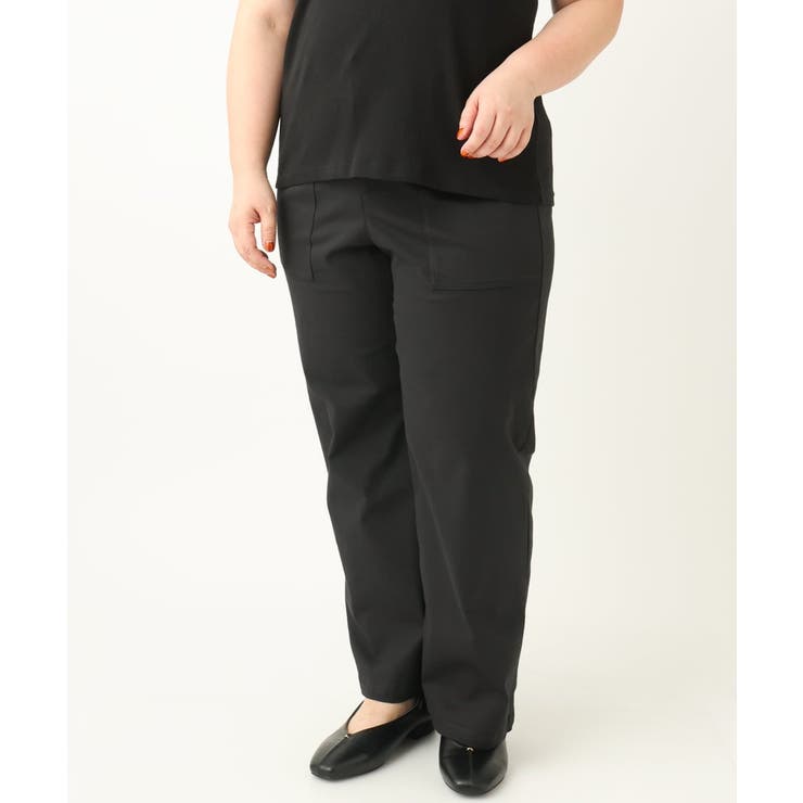 ブラック(94) | 【大きいサイズ】ベイカーワイドストレートパンツ | eur3