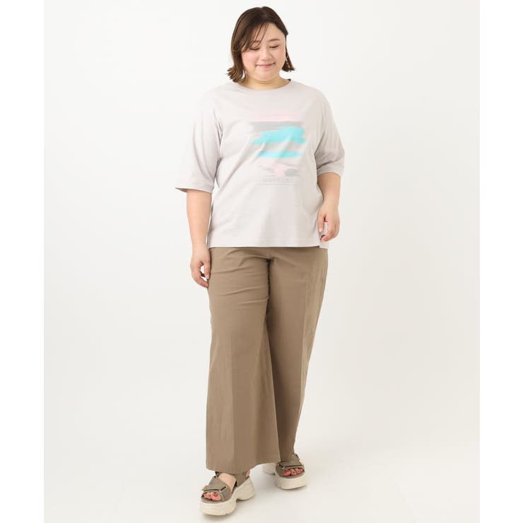 大きいサイズ】センタープレスワイドパンツ[品番：ITKW0021215