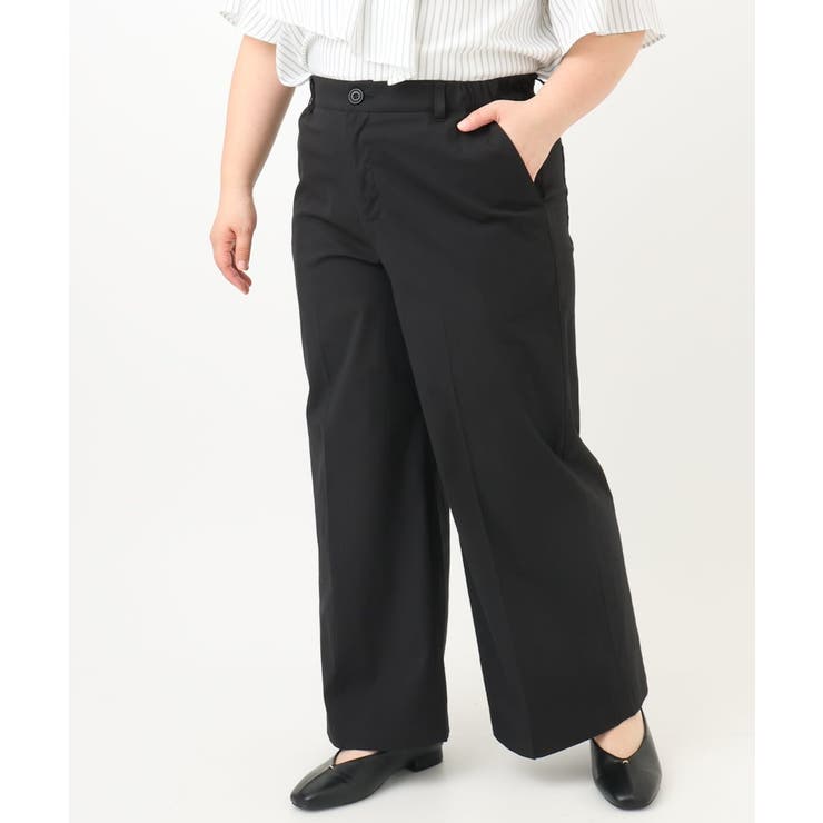 大きいサイズ】センタープレスワイドパンツ[品番：ITKW0021215