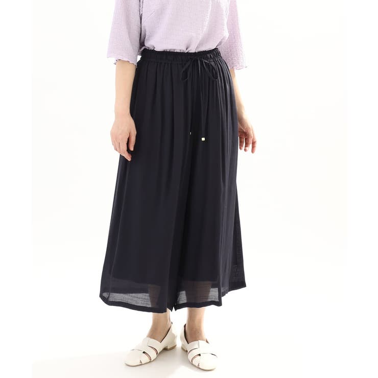 ネイビー(57) | 【大きいサイズ】スラブワイドパンツ | eur3