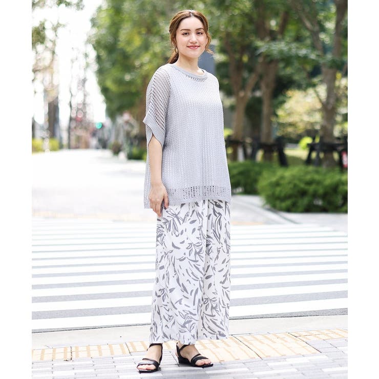 【大きいサイズ/a.v.v×eur3】リーフプリントパンツ | eur3 | 詳細画像4 