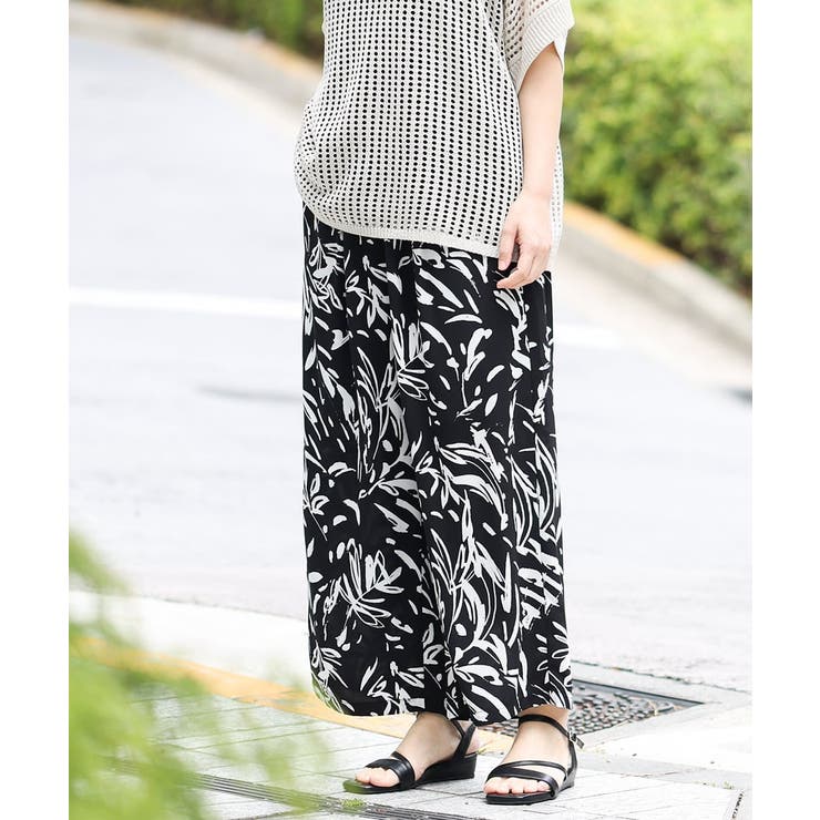 ブラック(94) | 【大きいサイズ/a.v.v×eur3】リーフプリントパンツ | eur3