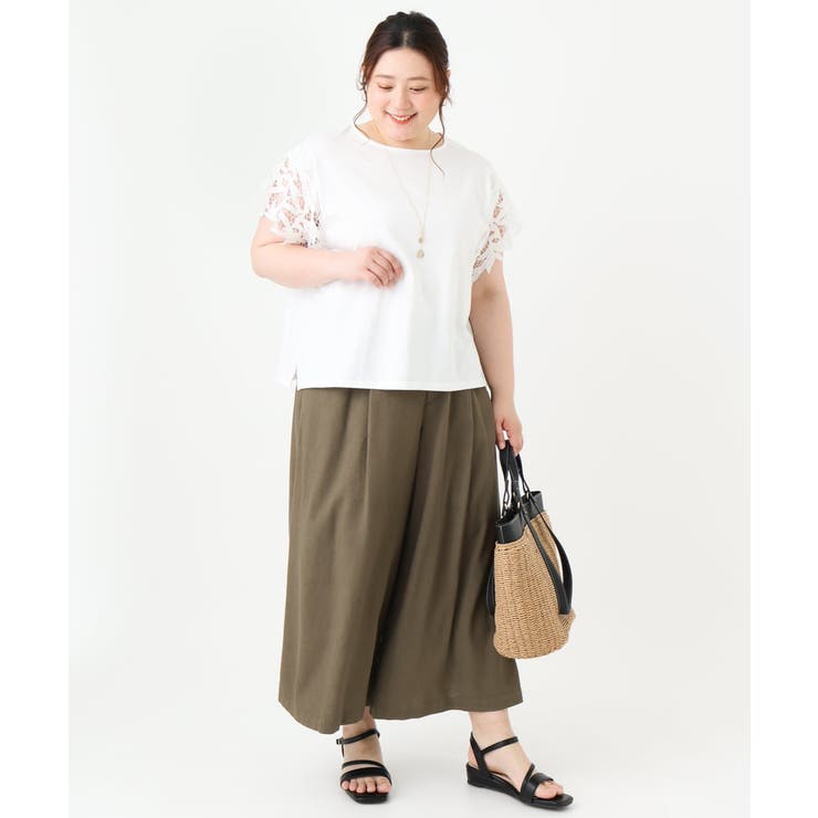 【大きいサイズ】レーヨン麻ワイドパンツ | eur3 | 詳細画像14 