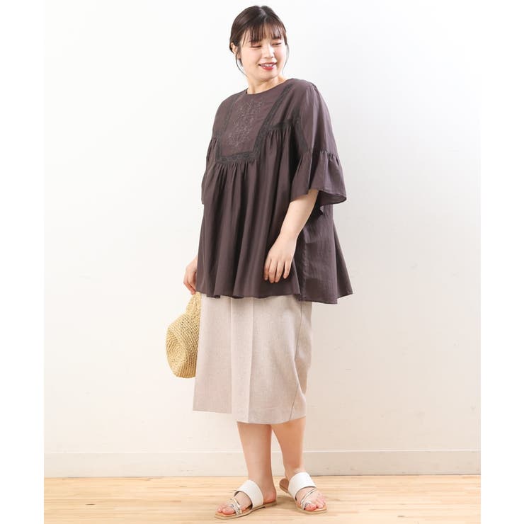 【大きいサイズ】リネンライクキュロットパンツ | eur3 | 詳細画像2 