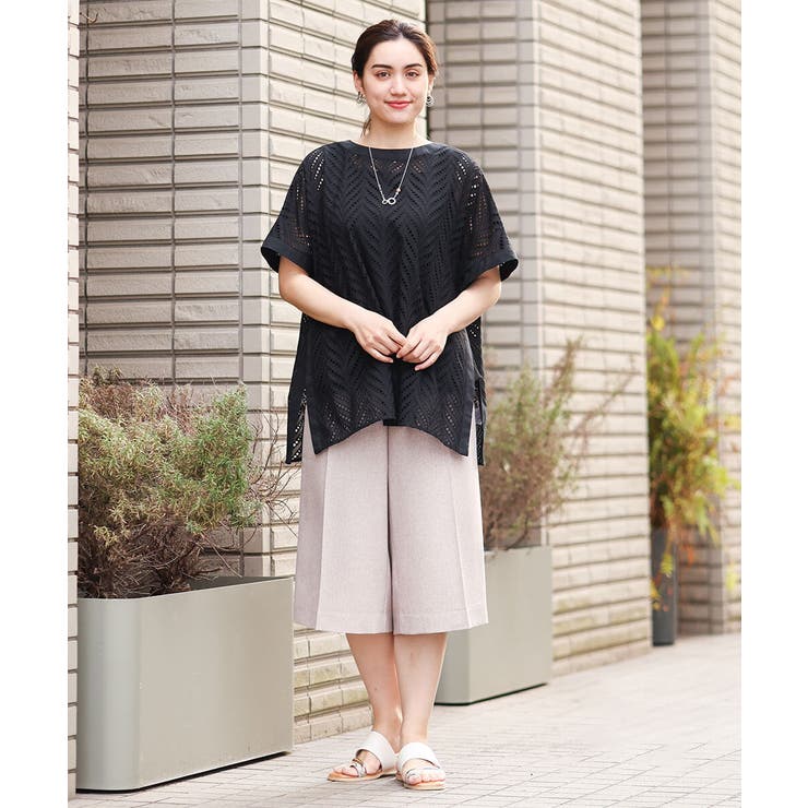 【大きいサイズ】リネンライクキュロットパンツ | eur3 | 詳細画像4 