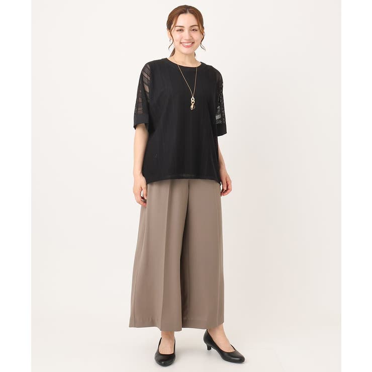 大きいサイズ/接触冷感】カノコセンタープレスパンツ[品番