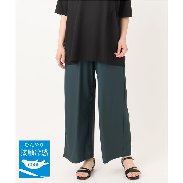 【大きいサイズ/接触冷感】ナイロンストレッチワイドパンツ | eur3 | 詳細画像1 