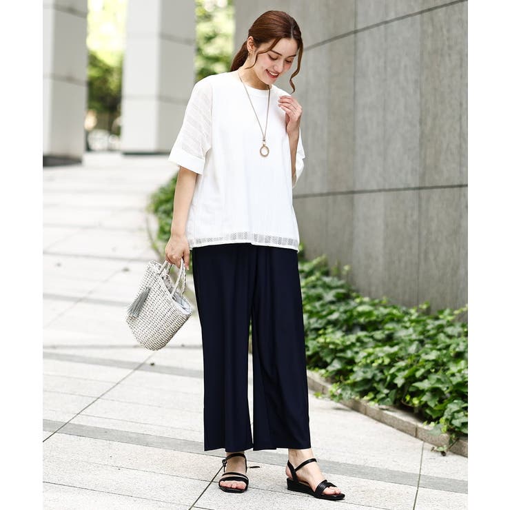 【大きいサイズ/接触冷感】ナイロンストレッチワイドパンツ | eur3 | 詳細画像23 