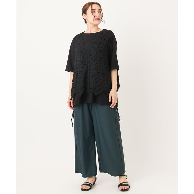 【大きいサイズ/接触冷感】ナイロンストレッチワイドパンツ | eur3 | 詳細画像3 