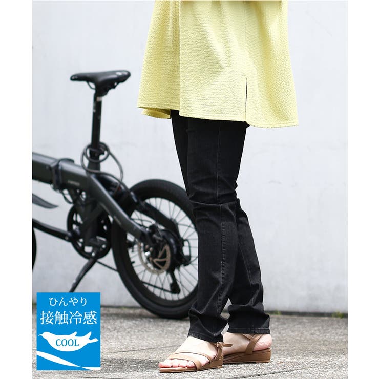 ブラック(94) | 【大きいサイズ/接触冷感】デニムレギンスパンツ | eur3