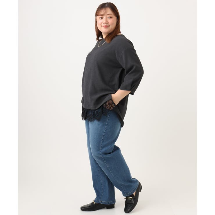 【WEB先行販売】【大きいサイズ/洗える】カーブシルエットデニムパンツ | eur3 | 詳細画像12 