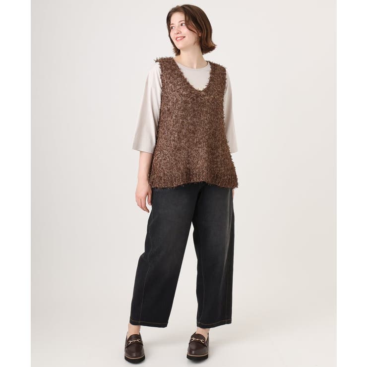 【WEB先行販売】【大きいサイズ/洗える】カーブシルエットデニムパンツ | eur3 | 詳細画像28 
