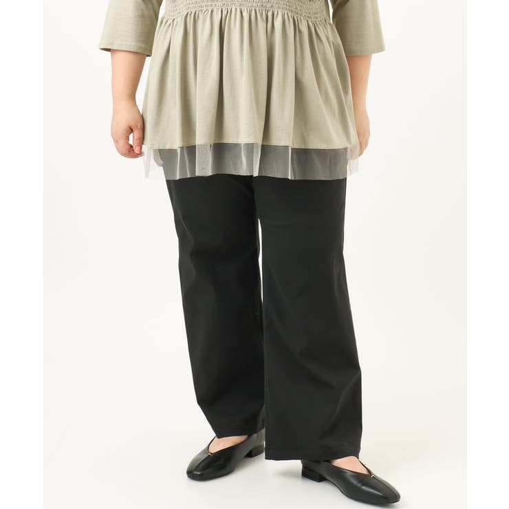 ブラック(94) | 【大きいサイズ】ストレッチベイカーパンツ | eur3