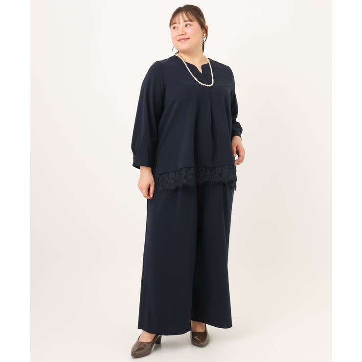 【大きいサイズ/洗える/セットアップ対応】カットジョーゼットワイドパンツ | eur3 | 詳細画像15 