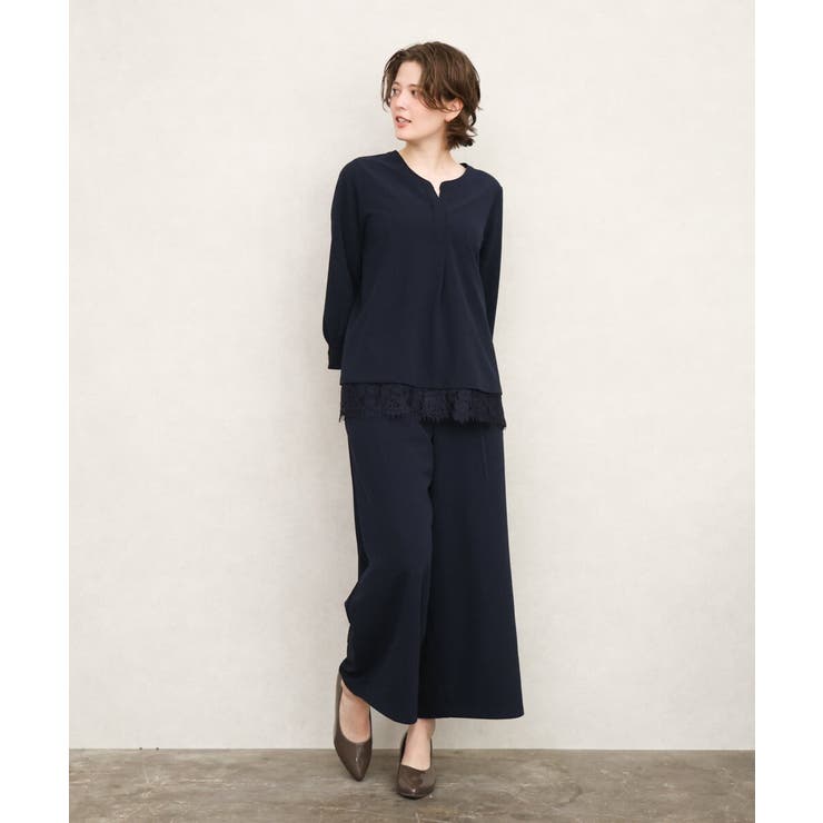 【大きいサイズ/洗える/セットアップ対応】カットジョーゼットワイドパンツ | eur3 | 詳細画像5 