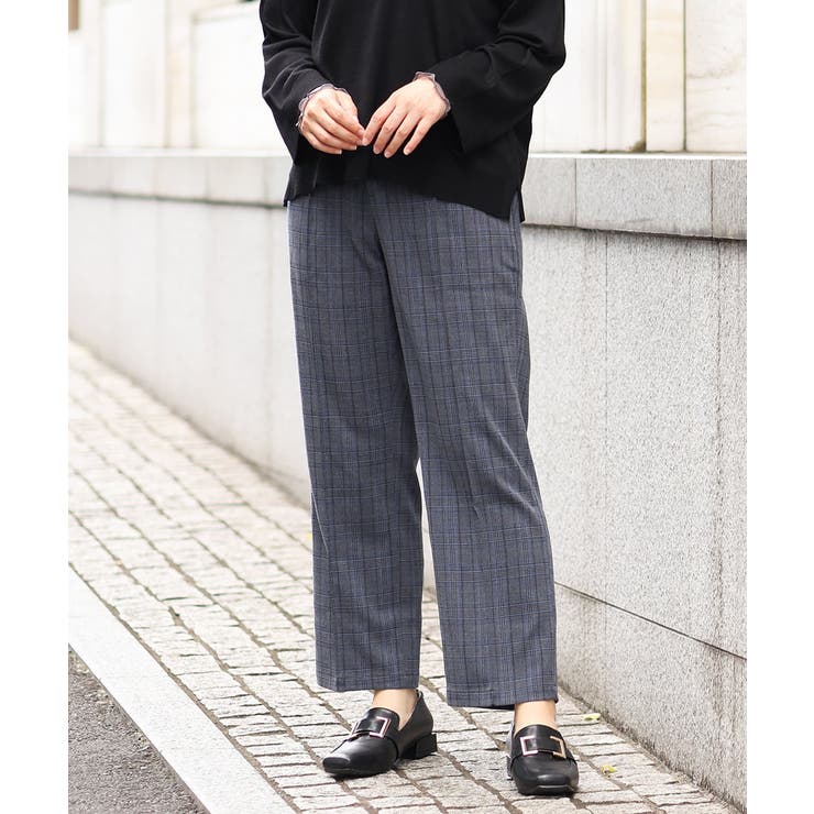 【大きいサイズ】センタープレスチェック柄パンツ | eur3 | 詳細画像2 