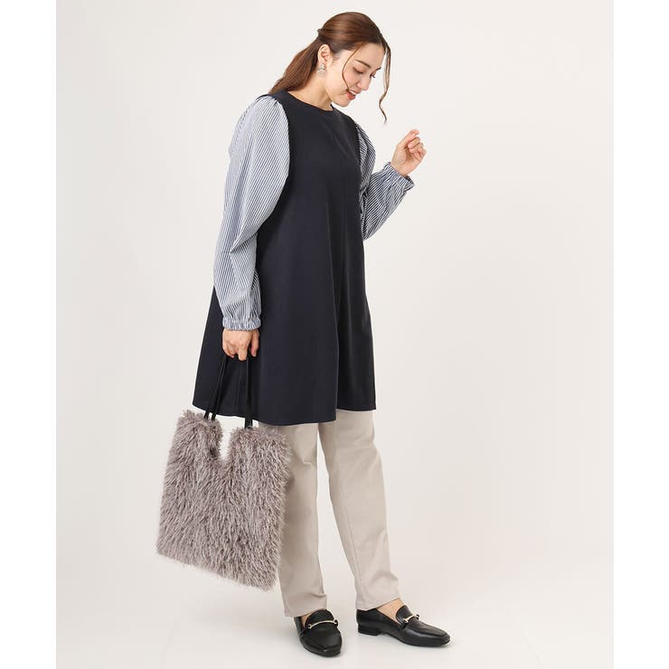 【大きいサイズ】さらさらストレッチ裏起毛ストレートパンツ | eur3 | 詳細画像18