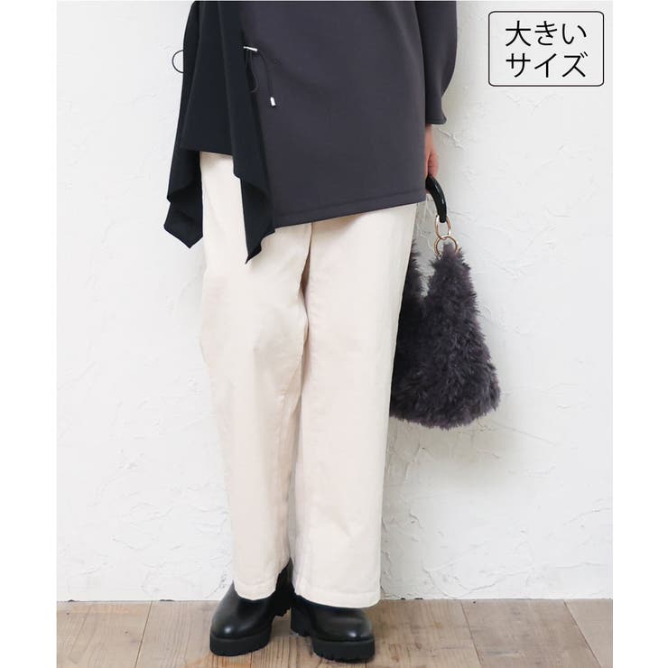 アイボリー | 【大きいサイズ】コーデュロイワイドストレートパンツ | eur3