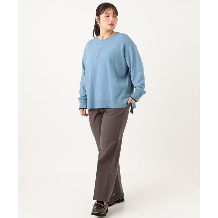 【大きいサイズ/ 裏起毛】センタープレスチェック柄ストレートパンツ | eur3 | 詳細画像2 