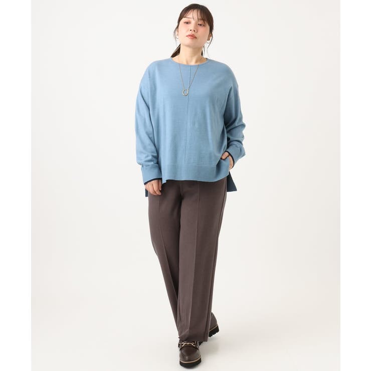 【大きいサイズ/ 裏起毛】センタープレスチェック柄ストレートパンツ | eur3 | 詳細画像3 