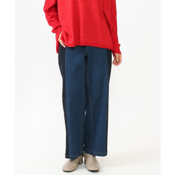 【大きいサイズ】ブロッキングデニムパンツ | eur3 | 詳細画像1 