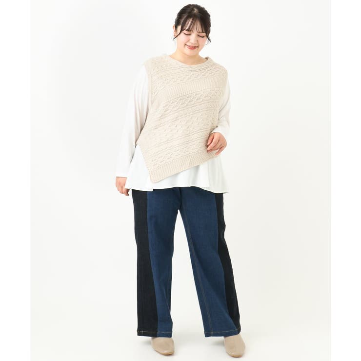 【大きいサイズ】ブロッキングデニムパンツ | eur3 | 詳細画像18 