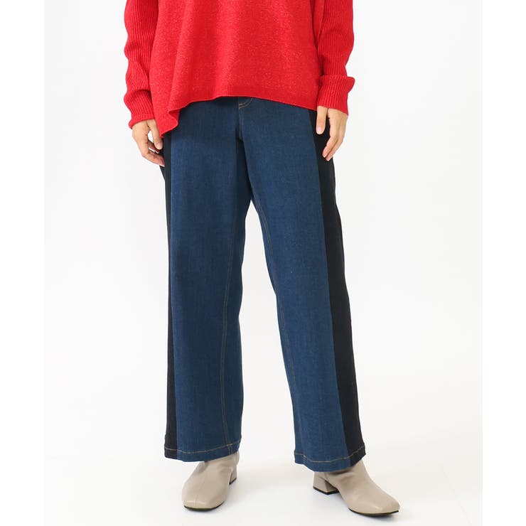 【大きいサイズ】ブロッキングデニムパンツ | eur3 | 詳細画像2 