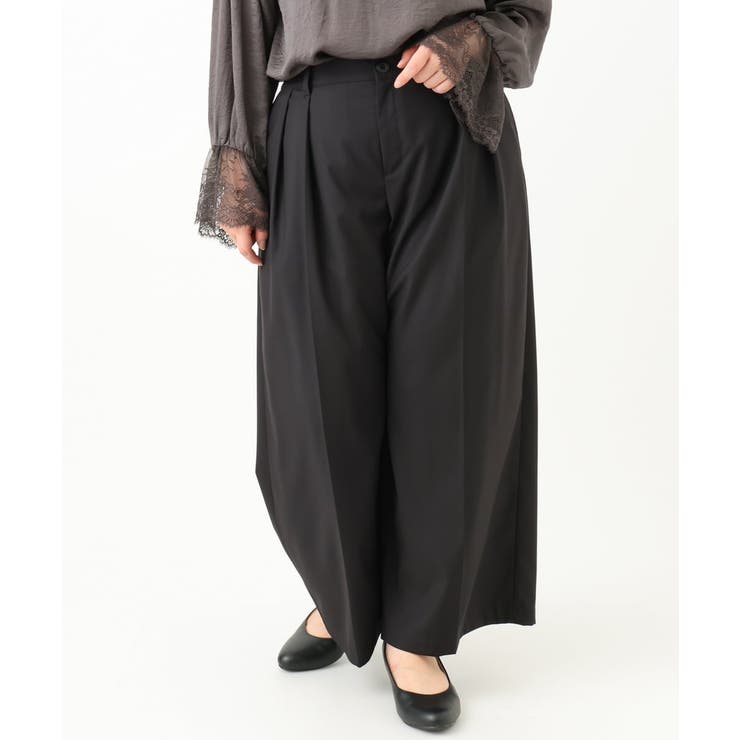 ブラック(94) | 【大きいサイズ】タックパンツ | eur3