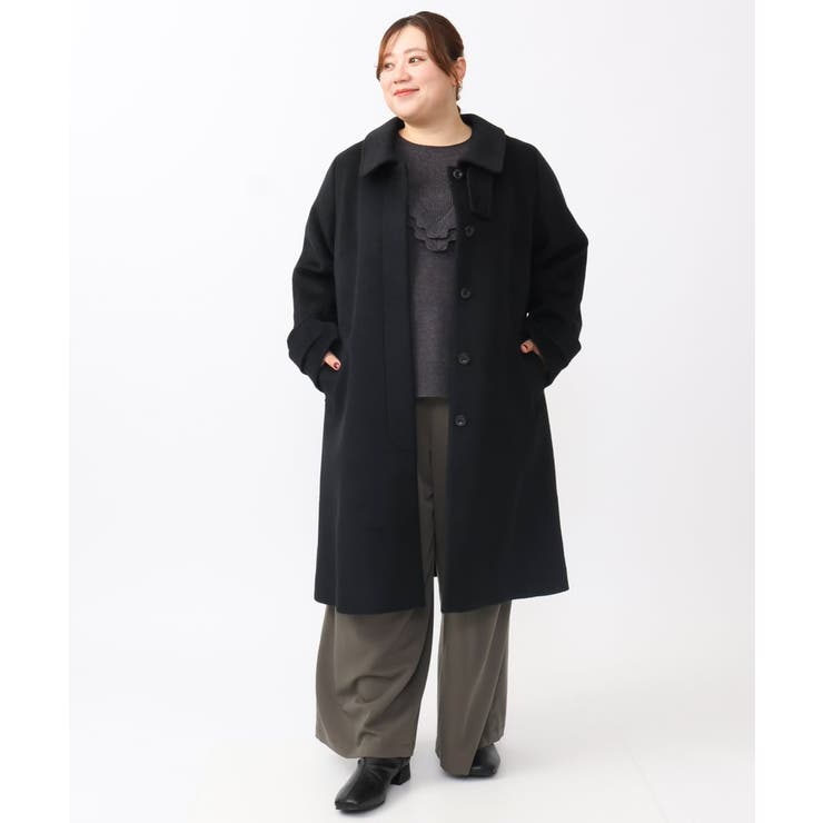 AURALEE ブラック ロングコート サイズ3 大きいサイズ】ステンカラーロングコート[品番：ITKW0019773