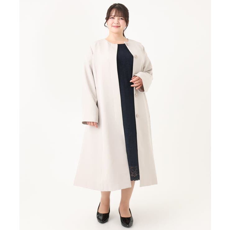 【大きいサイズ】ノーカラーロングコート | eur3 | 詳細画像6 