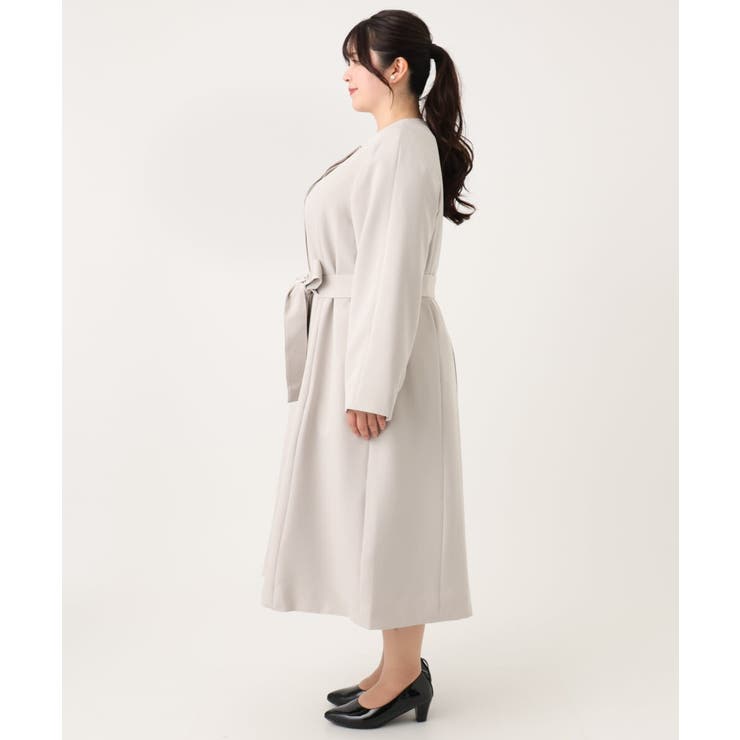 【大きいサイズ】ノーカラーロングコート | eur3 | 詳細画像9 
