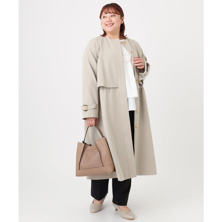 【大きいサイズ】ノーカラートレンチコート | eur3 | 詳細画像10 