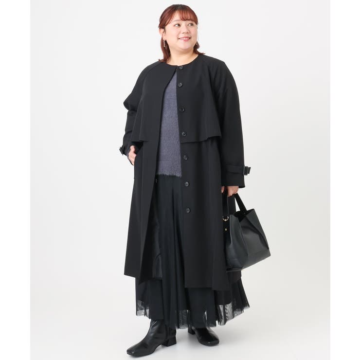 【大きいサイズ】ノーカラートレンチコート | eur3 | 詳細画像25 