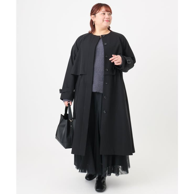 【大きいサイズ】ノーカラートレンチコート | eur3 | 詳細画像26 