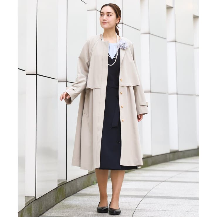 【大きいサイズ】ノーカラートレンチコート | eur3 | 詳細画像3 