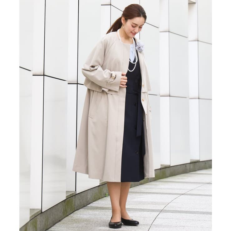 大きいサイズ】ノーカラートレンチコート[品番：ITKW0023779]｜eur3