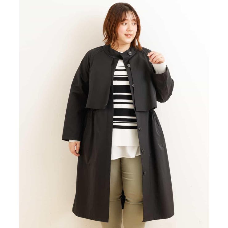 大きいサイズ/微撥水】スタンドカラーコート[品番：ITKW0002803]｜eur3
