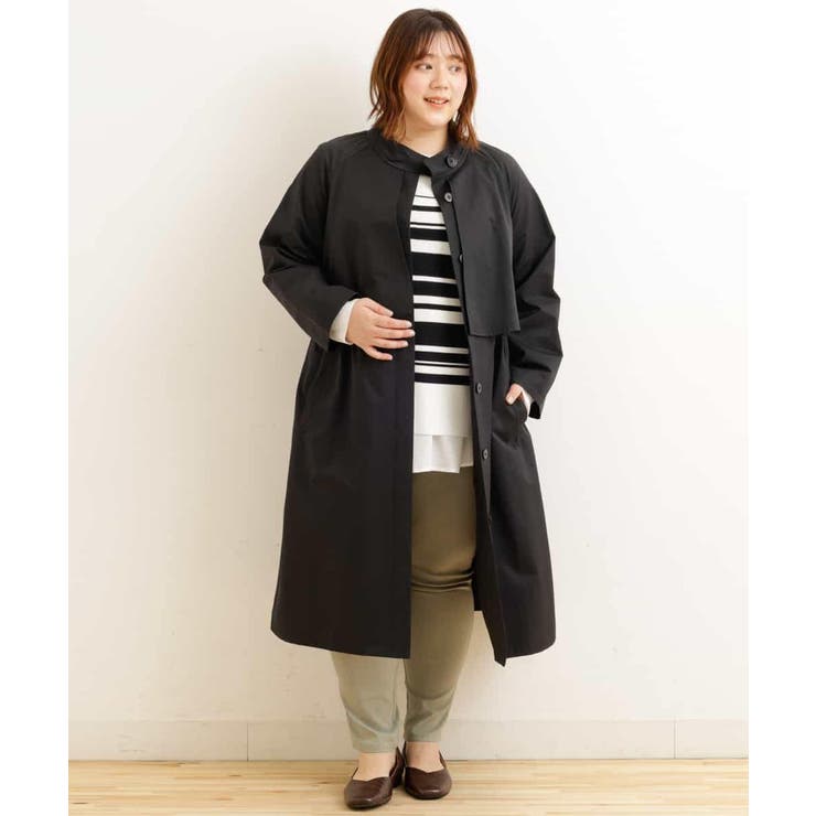 大きいサイズ/微撥水】スタンドカラーコート[品番：ITKW0002803]｜eur3