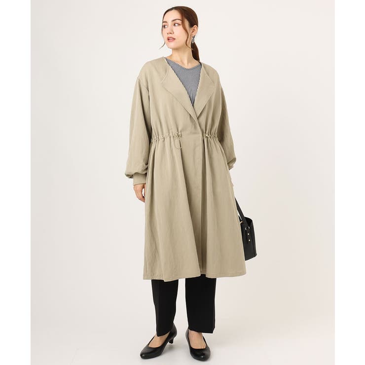 【大きいサイズ】ノーカラーロングコート | eur3 | 詳細画像4 