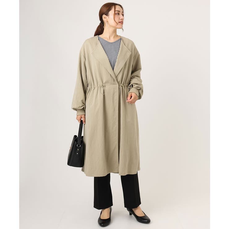 【大きいサイズ】ノーカラーロングコート | eur3 | 詳細画像5 